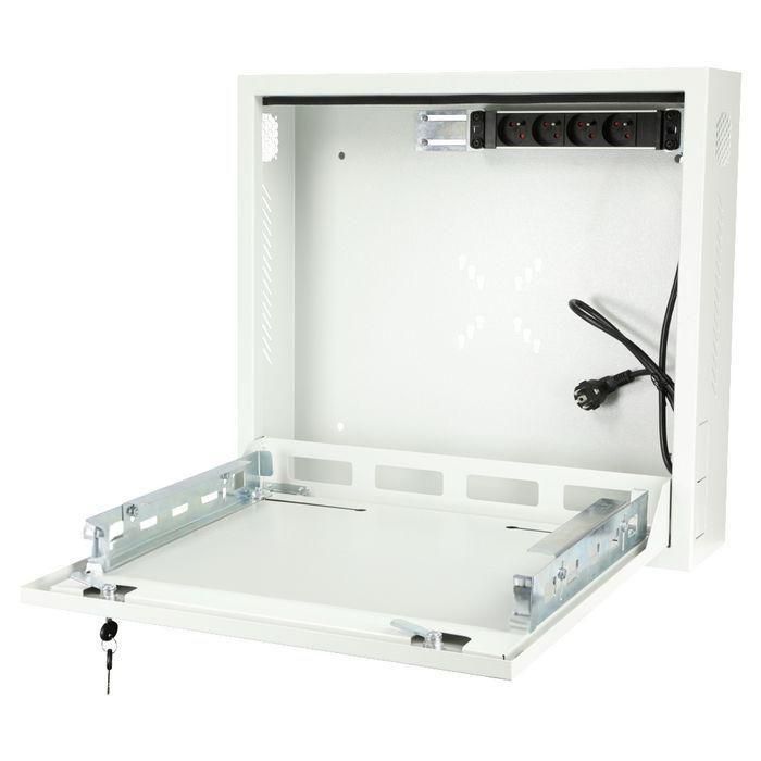 Lanview Armario Rack 19 pulgadas 1U para Grabador DVR NVR Videovigilancia Montaje Pared Slim Seguridad Doble Cerradura VESA Gris