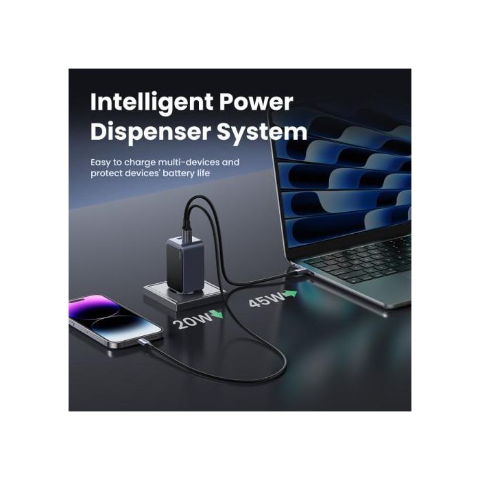UGREEN 35042 Cargador Nexode Air 65W, 2x USB-C, 1x USB-A, Carga Rápida, Gris 5