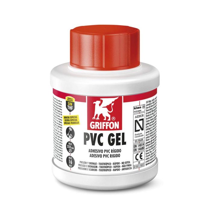 Griffon Adhesivo de PVC Gel 250ml, rápido, tixotrópico, sin THF, ref. 6301155 0 Griffon Adhesivo de PVC Gel 250ml, rápido, tixotrópico, sin THF, ref. 6301155 0