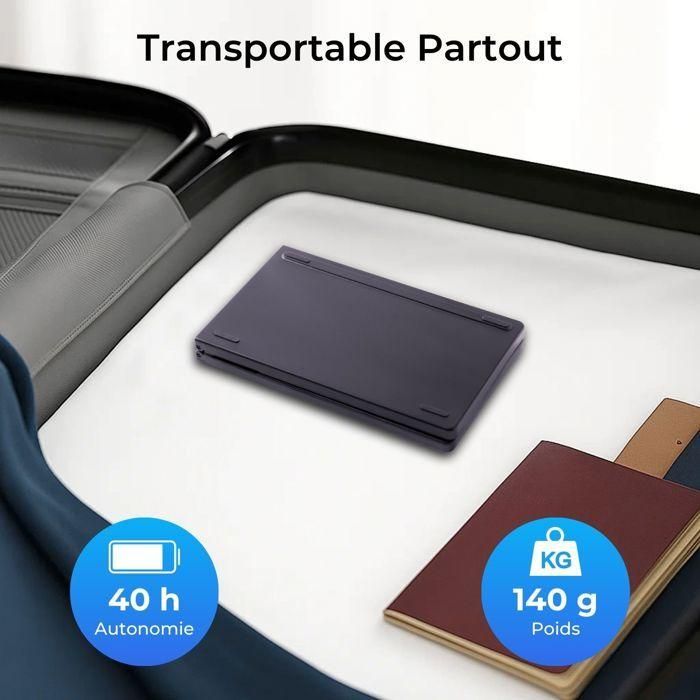 Teclado inalámbrico plegable - Ordenador, tableta, smartphone, TV - Teclas de tijera - BLUESTORK - KB-MINI-FOLD/FR - AZERTY - Negro 5