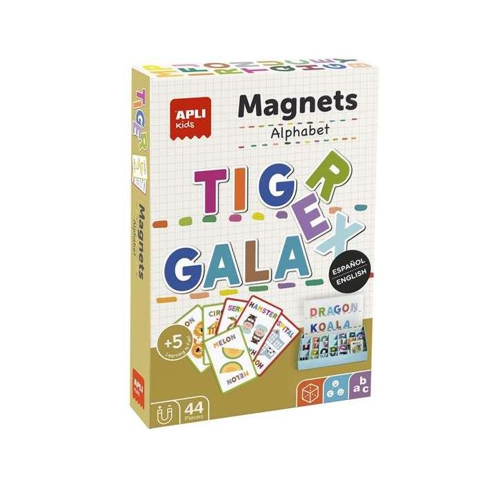 Juego magnético el alfabeto bilingüe con 44 piezas. descubre hasta 30 palabras diferentes en español e inglés. 21x5,5x31 cm Juego magnético el alfabeto bilingüe con 44 piezas. descubre hasta 30 palabras diferentes en español e inglés. 21x5,5x31 cm
