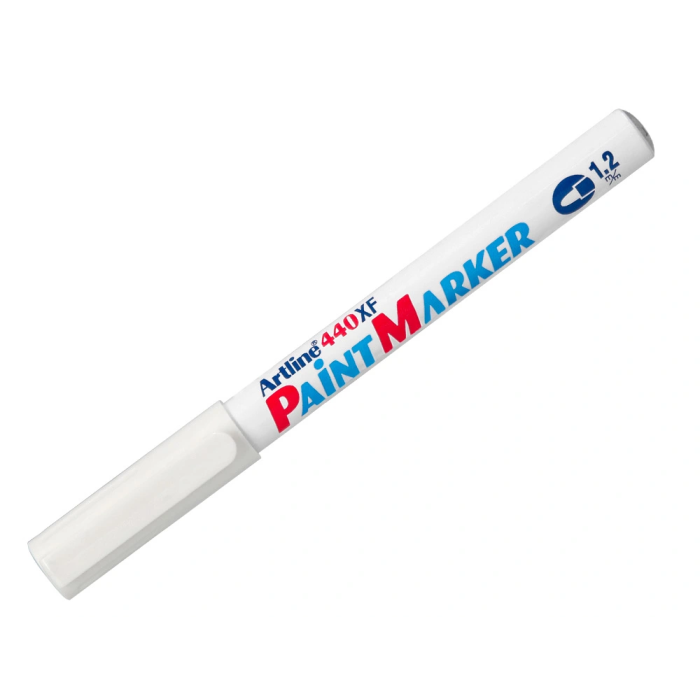 Artline EK-440 XF Rotulador Marcador Permanente Blanco Punta Redonda 1.2 mm para Metal, Caucho y Plástico 3