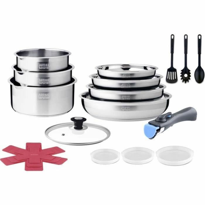 Arthur Martin AM0566 Batería de Cocina Inducción 18 Piezas Acero Inoxidable, Mango Extraíble, Apta Todo Tipo Fuegos 0 Arthur Martin AM0566 Batería de Cocina Inducción 18 Piezas Acero Inoxidable, Mango Extraíble, Apta Todo Tipo Fuegos 0
