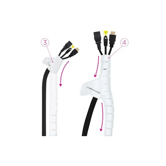 Nano Cable Organizador de Cables en Espiral 10.36.0001-W, Flexible 25 mm, Blanco, 1 m 3