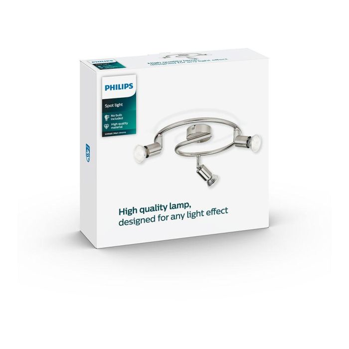 Philips Plafón Limbali 3 Elementos GU10 Cromo Mate Ø32x13 cm (Bombilla no Incluida) 2