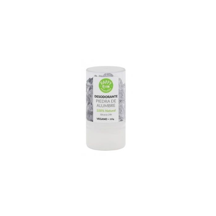 HAPPY BIO Desodorante Piedra de Alumbre 100% Natural 115g Protección Duradera 24h Sin Perfume Ni Alcohol Vegano