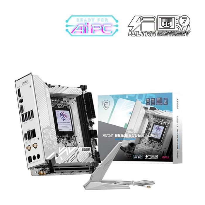MSI Placa Base MPG B860I EDGE TI WiFi (B860.S1851.mITX.DDR5) Intel B860 LGA 1851 DDR5 mITX Wi-Fi 7 Bluetooth 5.4 1