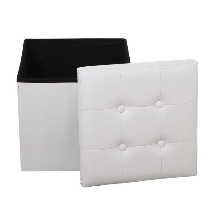 Puff Desmontable Alexandra House Living Blanco Polipiel 38 x 38 x 38 cm 1