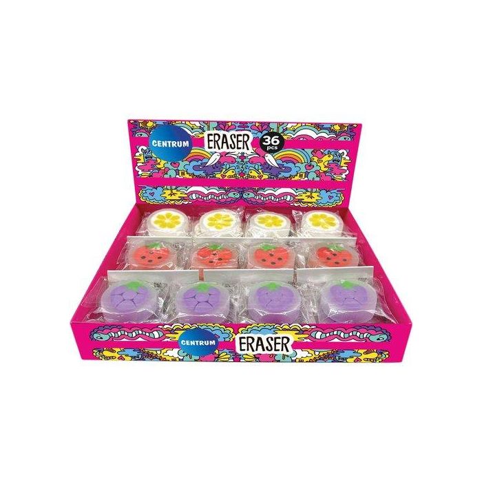 Goma De Borrar Centrum Synthetic Frutas Expositor De 36 (3 Mod.)