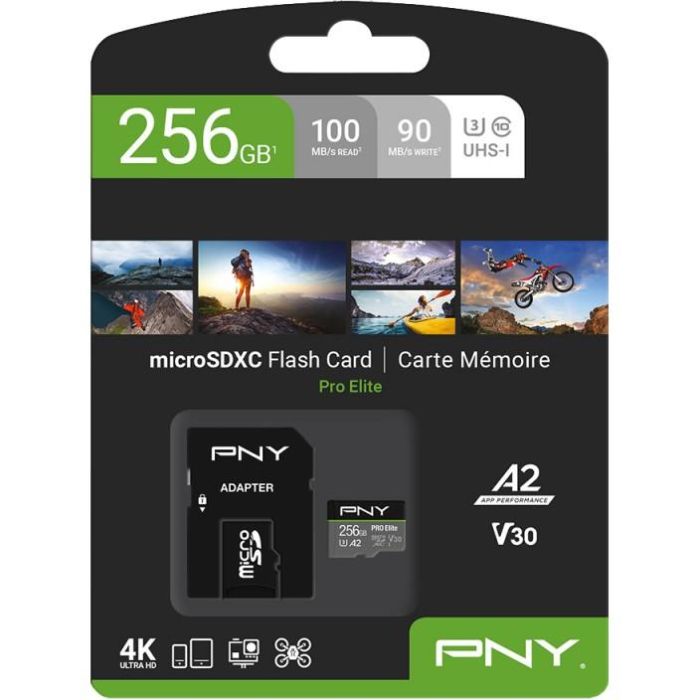 PNY P-SDU256V32100PRO-GE Tarjeta MicroSDXC 256 GB Clase 10 UHS-I U3 V30 100 MB/s Lectura 90 MB/s Escritura 3 PNY P-SDU256V32100PRO-GE Tarjeta MicroSDXC 256 GB Clase 10 UHS-I U3 V30 100 MB/s Lectura 90 MB/s Escritura 3