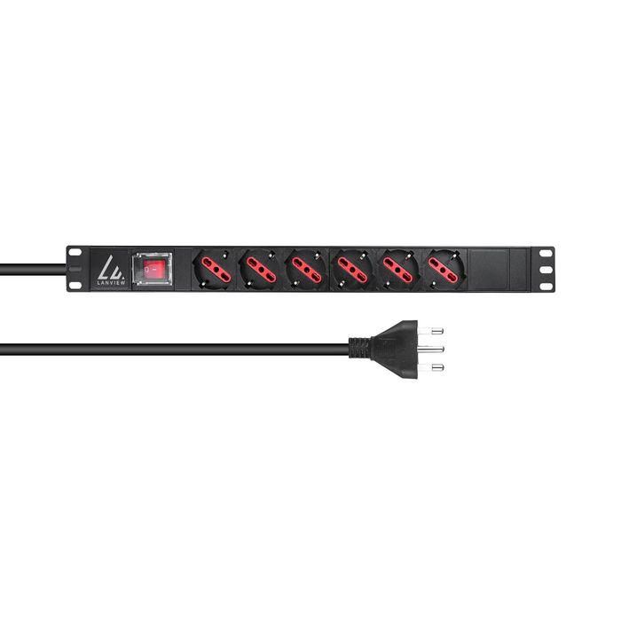 Lanview Regleta Rack 19" con 6 Tomas Schuko/Italiana, Cable 2m, 13A 0 Lanview Regleta Rack 19" con 6 Tomas Schuko/Italiana, Cable 2m, 13A 0