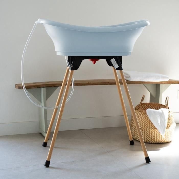 Thermobaby VASCO Fleur Bleue Kit de Baño con Bañera, Pies Plegables y Manguera Desagüe 1