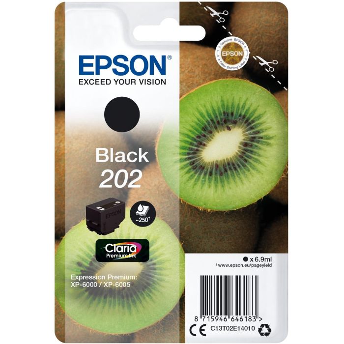 Epson 202 Cartucho de tinta Ink-jet original negro 250 páginas para Epson Expression Premium XP-6000, XP-6005, XP-6100, XP-6105