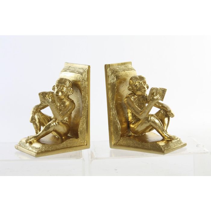 DKD Home Decor Sujetalibros de Resina Dorados con Diseño de Monos - Estilo Colonial, Set de 2, 10x18x27 cm 2 DKD Home Decor Sujetalibros de Resina Dorados con Diseño de Monos - Estilo Colonial, Set de 2, 10x18x27 cm 2