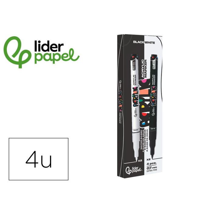 Rotulador Liderpapel Acrylic Base Agua Todo Tipo De Superficie Punta Fina 0,7 mm Caja De 4 Perfiladores Rotulador Liderpapel Acrylic Base Agua Todo Tipo De Superficie Punta Fina 0,7 mm Caja De 4 Perfiladores