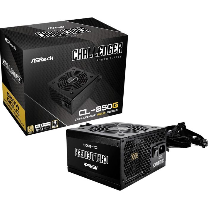 Asrock CL-850G Fuente de Alimentación 850W ATX 80 PLUS Gold para PC, Protección Completa, Ventilador 12cm Negro