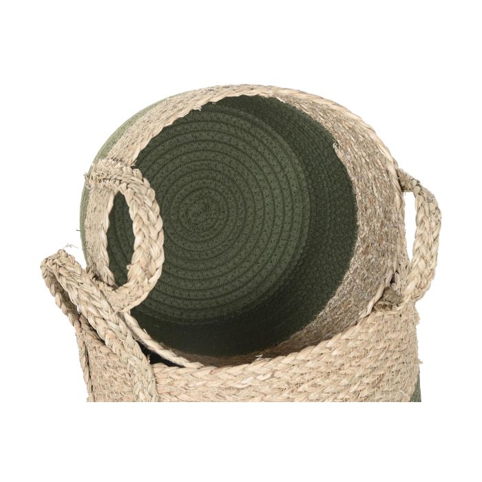 Cesta  DKD Home Decor Verde Natural 28 x 32 x 28 cm Set de 3 (2 Unidades) 2 Cesta  DKD Home Decor Verde Natural 28 x 32 x 28 cm Set de 3 (2 Unidades) 2