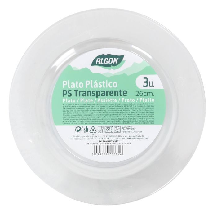 Set de 3 platos transparentes Algon 26 cm (24 Cajas) 7 Set de 3 platos transparentes Algon 26 cm (24 Cajas) 7