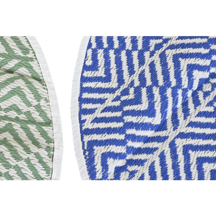 DKD Home Decor Alfombra Cuadrada 150x150 cm Polipropileno Verde Menta, Azul, Blanco - Pack 6 Surtido Aleatorio 1