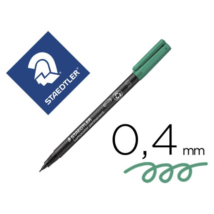 Rotulador Staedtler Lumocolor Retroproyeccion Punta De Fibra Permanente 313-5 Verde Punta Super Fina Redonda 0.4 mm 10 unidades