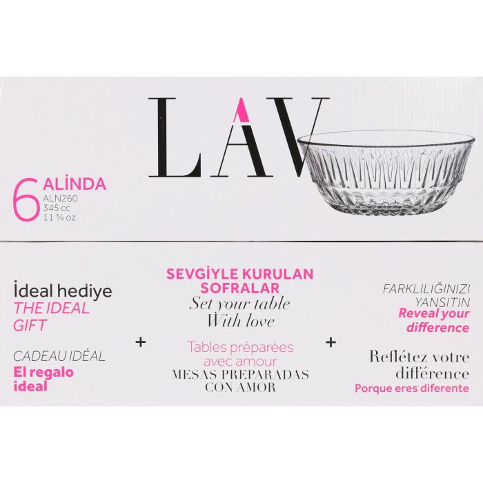 Lav Set 6 Bols Alinda 12.5 cm - 345 cc, Ø12.3x5.1 cm (8 Cajas) 1