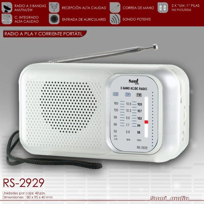 SAMI Radio Portátil AC/DC 3B.CORREA, Funciona con Pilas y Corriente