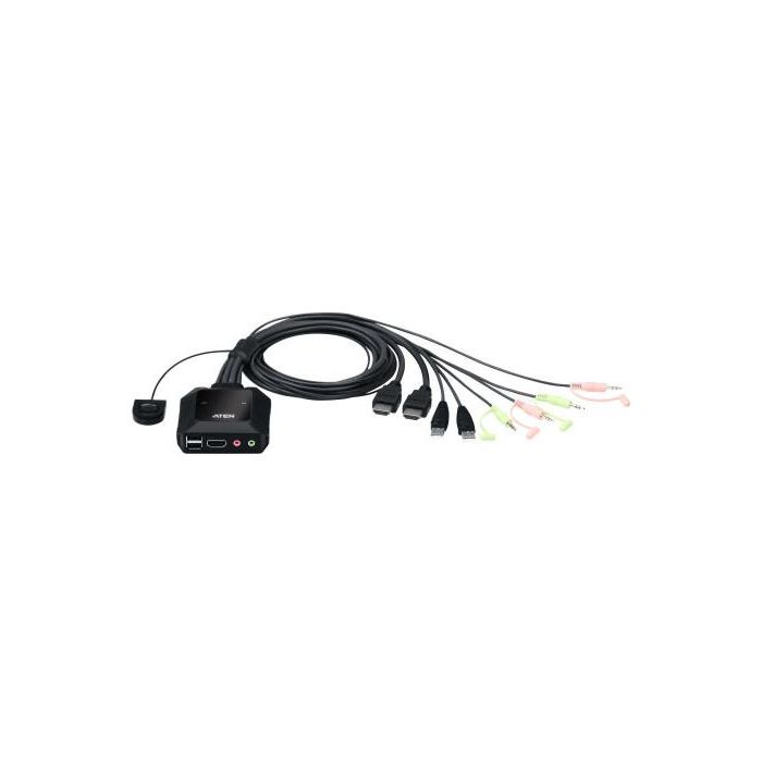 Aten CS22H 2 Puertos USB 4K HDMI Cable KVM Switch con Selector de Puerto Remoto