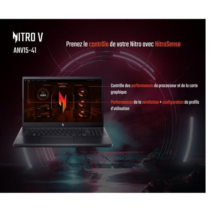 PC portátil para juegos -ACER -Nitro V 15 ANV15-41-R85W -15.6 FHD 144Hz IPS -Ryzen 5 7535HS -RAM 16GB -512GB SSD -RTX 4050 -Sin windows 2