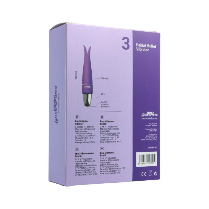 Bala Vibradora Pick&Love Nº 3 Morado 1 Bala Vibradora Pick&Love Nº 3 Morado 1