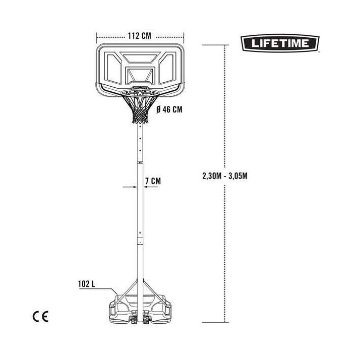 Canasta baloncesto lifetime portátil policarbonato ajustable altura 230-305 cm 7 Canasta baloncesto lifetime portátil policarbonato ajustable altura 230-305 cm 7