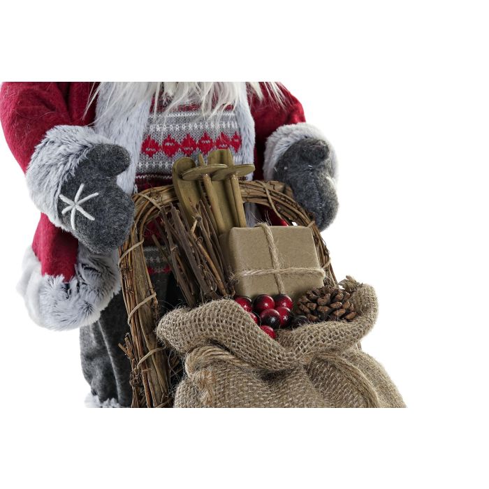 DKD Home Decor Figura de Navidad Papá Noel en Trineo Estilo Fantasía Rosa y Gris de Poliéster y Madera 22x50x42 cm 2