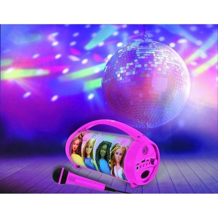 Lexibook AAABR99464 Altavoz Bluetooth Inalámbrico Iluminado con Micrófono Barbie 1