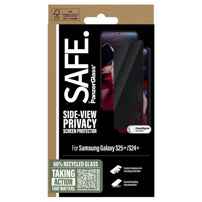 PanzerGlass SAFE. Protector de Pantalla de Privacidad para Samsung Galaxy S25 Plus, S24 Plus | Vidrio Templado Resistente a Rayones y Golpes con Filtro de Privacidad 2