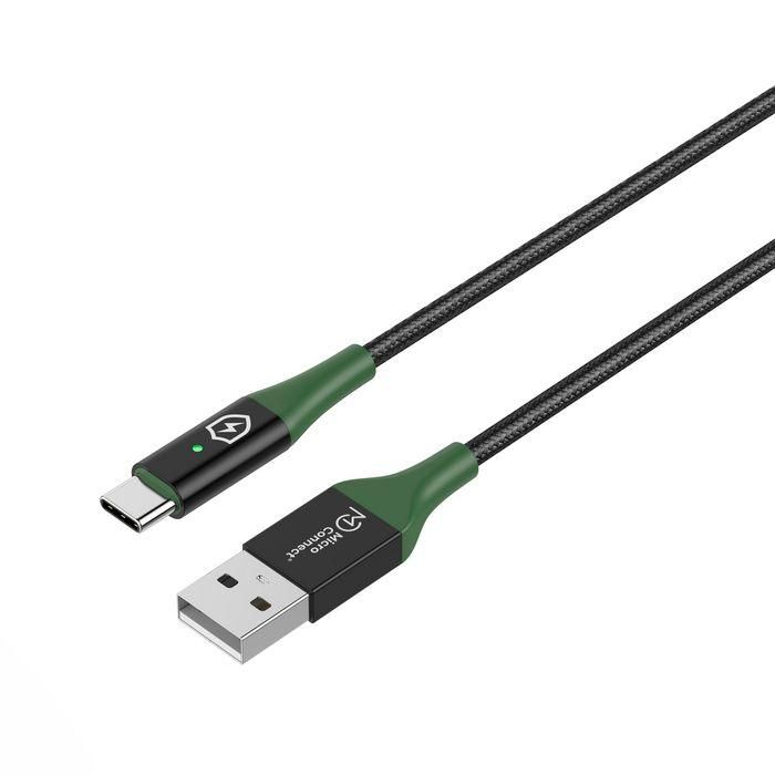 MicroConnect Cable USB-A a USB-C Smart Charge 2m Negro/Verde con Carga Inteligente y Apagado Automático 1