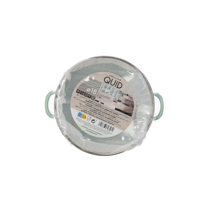 Quid Cacerola Cocco 18 cm Acero Esmaltado Verde, Antiadherente, Asas Baquelita, Apta para Vitro, Gas, Eléctrica, Lavavajillas 1