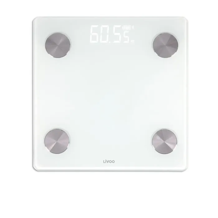 Livoo DOM528W Báscula de Impedancia Conectada, 17 Indicadores, Máx. 180 kg, 8 Perfiles, LED, Blanco 1