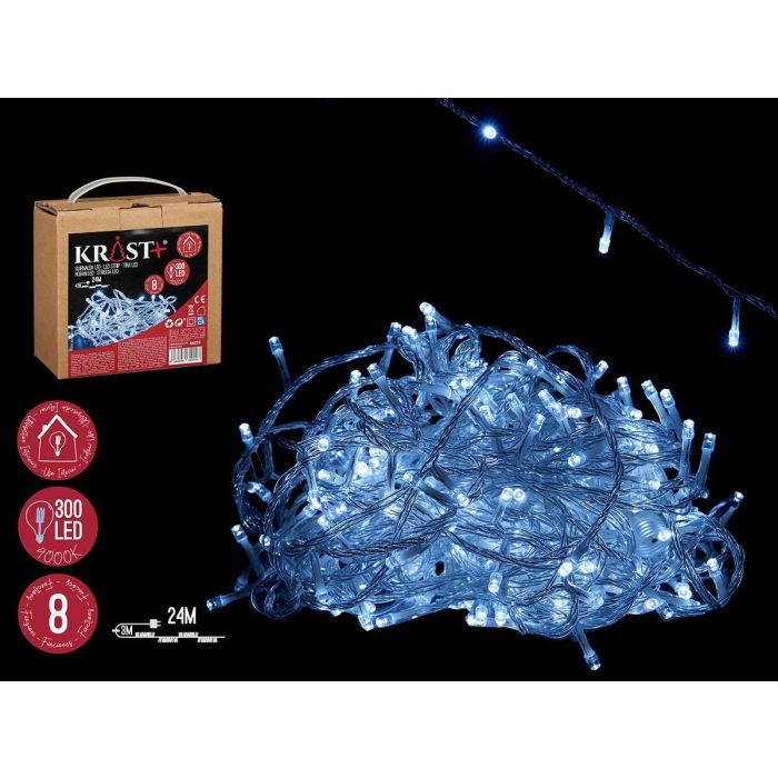 Tira Led Interior Fria 24M 300 Bombillas 8 Func Krist+ 9X15CM (4 Unidades) Tira Led Interior Fria 24M 300 Bombillas 8 Func Krist+ 9X15CM (4 Unidades)