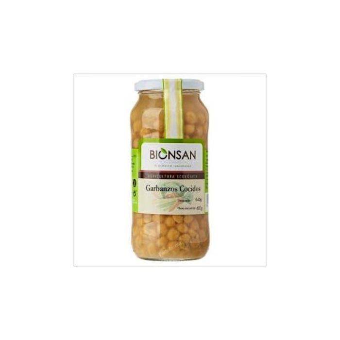 BIONSAN Garbanzos Pedrosillanos Cocidos Eco 400Gr. Fuente de energía, proteínas y fibra, ideal para dietas veganas y vegetarianas.