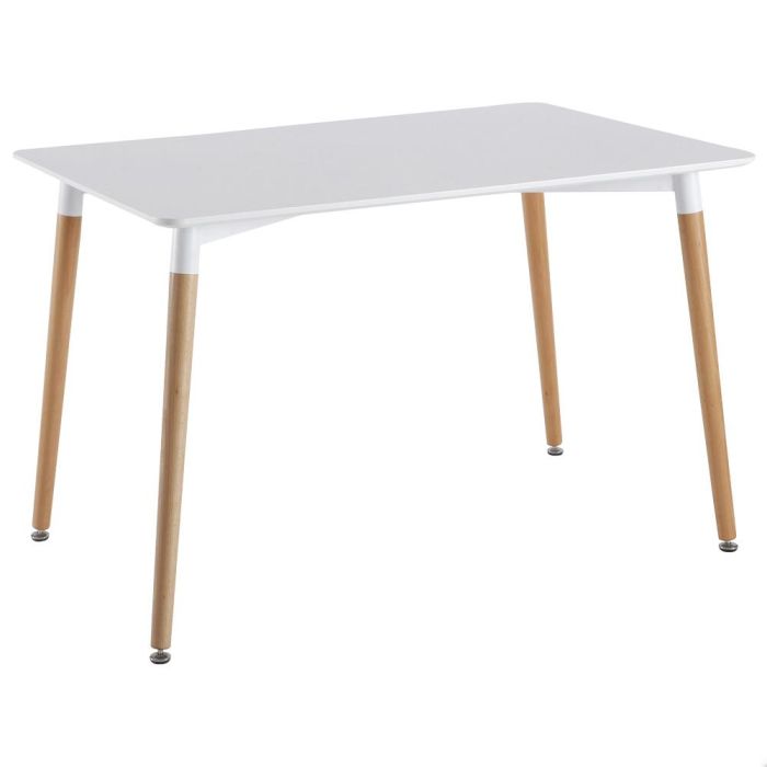 Home Deco Factory Mesa Rectangular Essentiel Blanca Madera Metal Polipropileno 115x75 cm h.74 cm