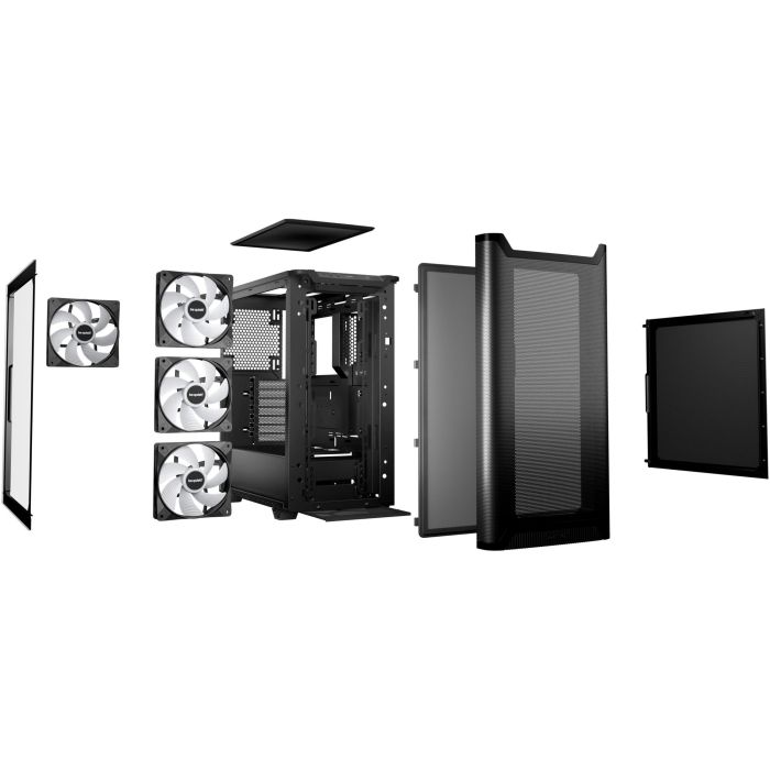 be quiet! Pure Base 501 LX Negra Torre PC Midi con Ventana Lateral, Iluminación RGB y 3x120mm Fans. Soporte ATX y USB-C. 2