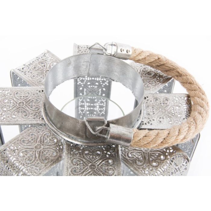 DKD Home Decor Portavela Plateado Metal y Cuerda 21 x 23 x 21 cm 2
