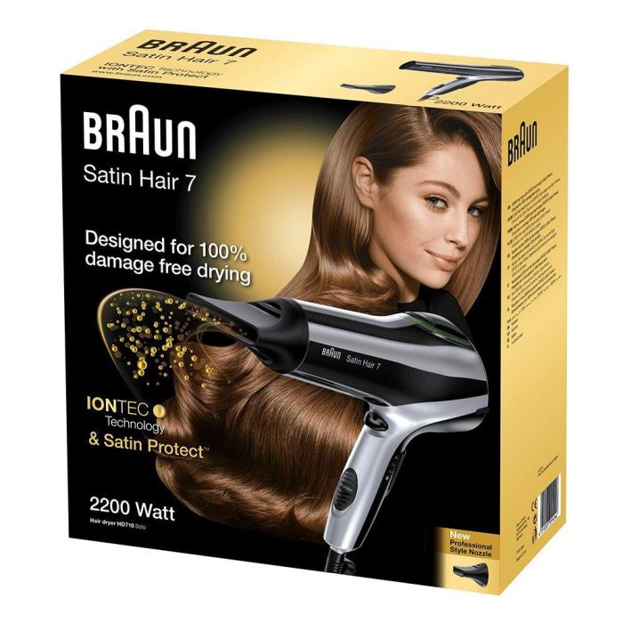 Braun BRHD710E Secador de Pelo Iónico 2200W Negro con 6 Combinaciones de Temperatura y Flujo de Aire