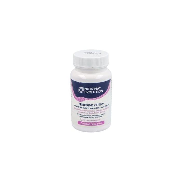 NUTRINAT EVOLUTION Berberine Optim Vcap. con Cromo y Ácido R-alfa Lipoico, contribuye a mantener niveles normales de glucosa en sangre