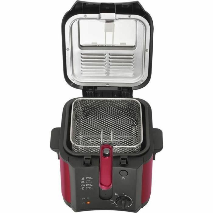 Brandt Freidora Eléctrica FRI25R Depósito Fijo 2,5 L Aceite + 1kg Patatas Ventana Control Rojo Negro 2