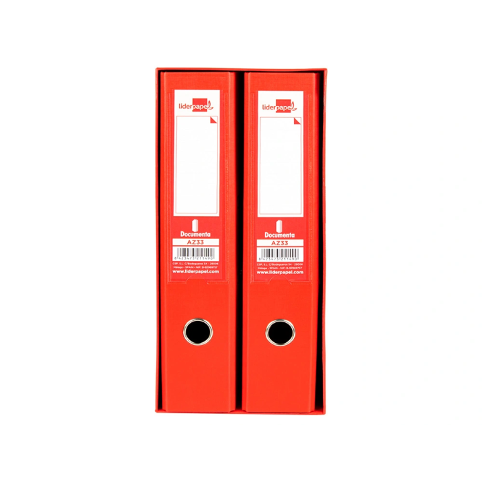 Liderpapel Archivador Folio 2 Anillas Mecanismo Palanca 75mm Rojo 3