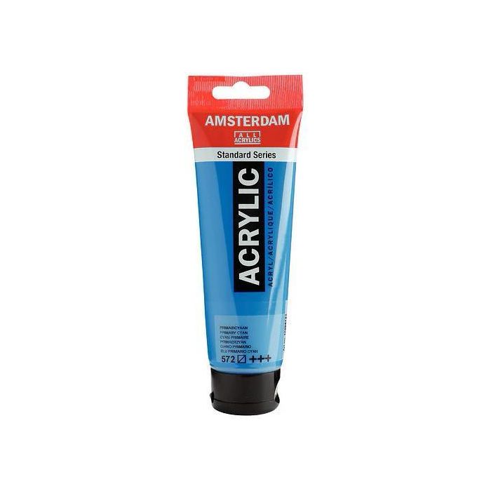 Talens Amsterdam Standard Series Pintura Acrílica 572 Cian Primario 100% Acrílico Tubo 120 mL Viscosidad Media Satinado Alta Resistencia a la Luz