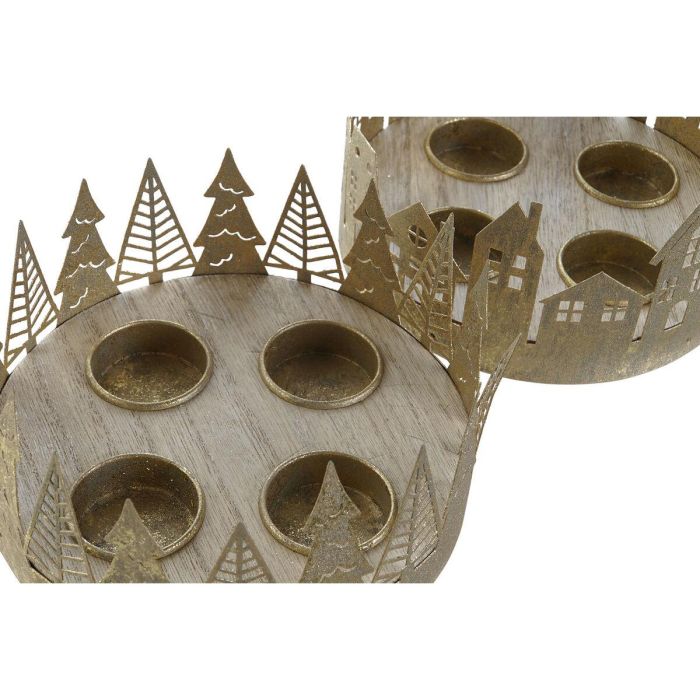 Portavela Navidad Moderna DKD Home Decor Dorado Natural 16.5 x 8.5 x 16.5 cm (2 Unidades) 1