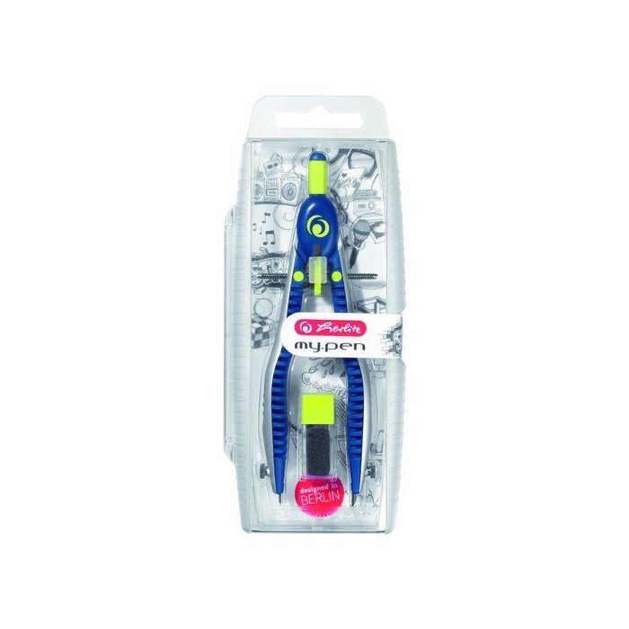 Compas Herlitz My.Pen Con Bigotera Azul Marino/Lima 4 unidades