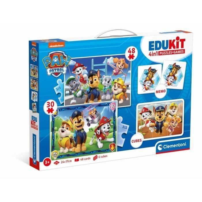 Paw Patrol - Set de actividades preescolares 4 en 1 Clementoni - 2 rompecabezas, 6 cubos y una nota - Made in Italy