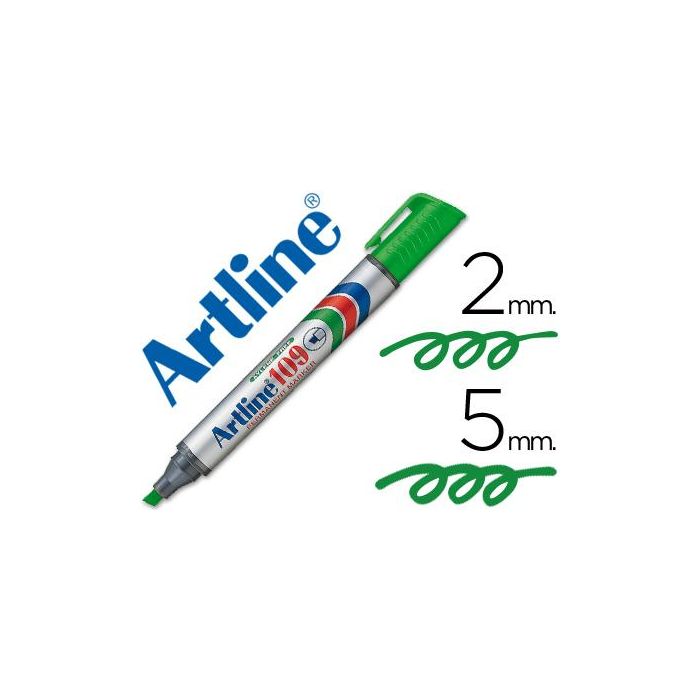 Rotulador Artline Marcador Permanente 109 Verde Punta Biselada 12 unidades